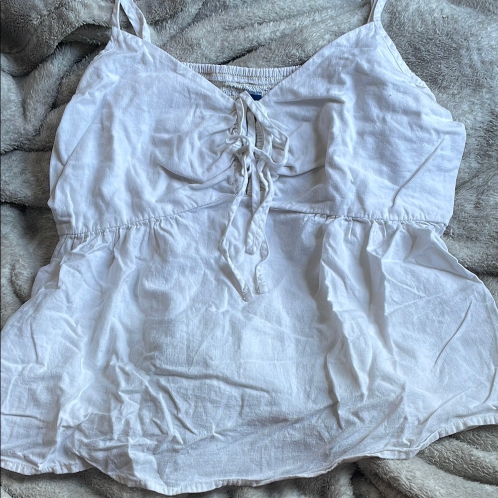 White front-tie tank top